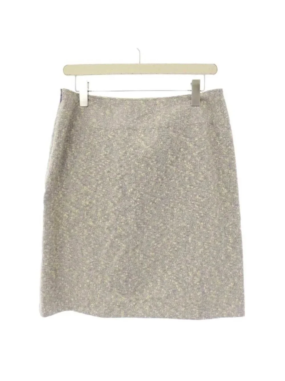 Chanel Boutique Tweed Skirt Knee-Length Ivory Navy 38